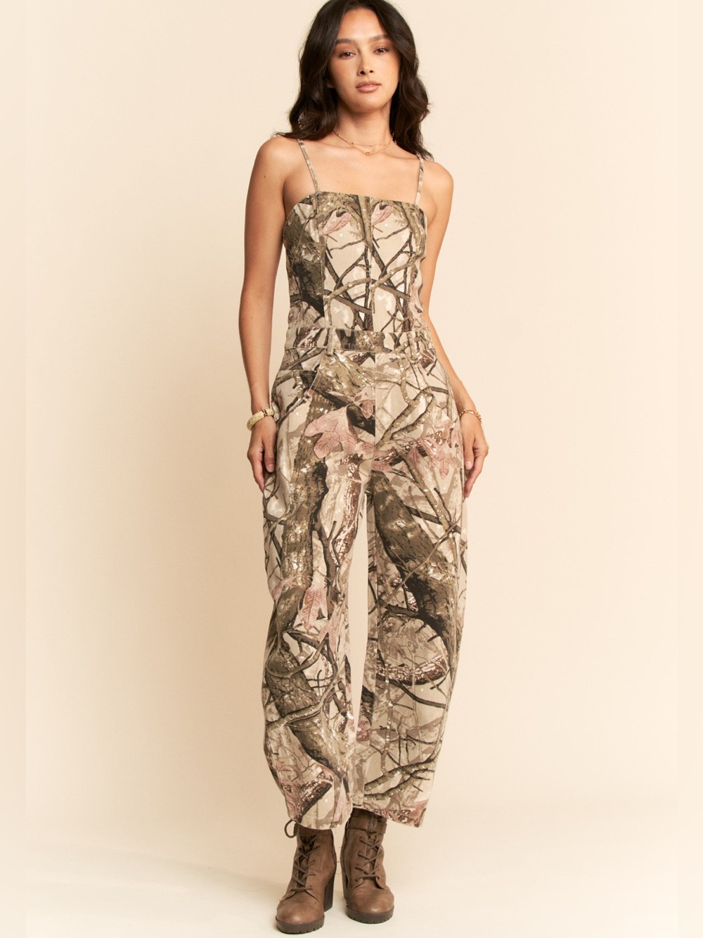 NEW AND SO CUTE ❤️ DAVI & DANI CAMO WIDE LEG SPAGHETTI STRAP JUMPSUIT